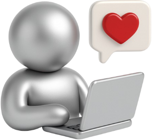 Customer service with laptop and heart